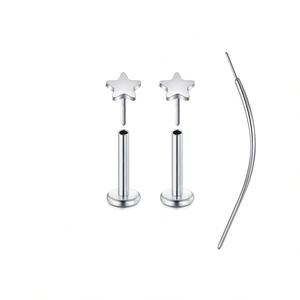 Set aus Edelstahl-Nasensteckern in Sternform mit flachem Rücken und Führungsstift