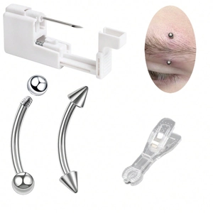 Kit de perforación de 4 piezas con pistola manual, pinza y joyas de acero para el cuerpo