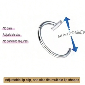Clip labial plateado en forma de U de acero inoxidable ajustable sin perforación hombre