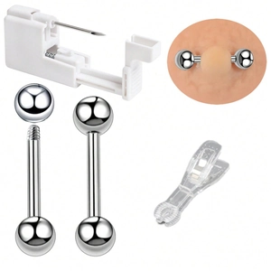 Kit de piercing corporal con tachuelas barbell de acero inoxidable y herramientas de uso