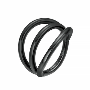 Triple layer black stainless steel septum clicker ring with a mirror polished finish