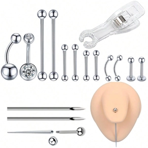 Kit Professionale Per Piercing Corporeo In Acciaio Inossidabile 316L Bar Industriale Anello Ombelico Labret Stud Gioielli Unisex