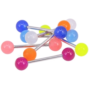 Set de 7 piercings de lengua luminosos de acero inoxidable con bolas de acrílico de colores