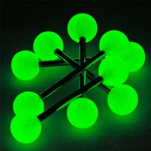 Set de 7 piercings de lengua de acero inoxidable con bolas de colores que brillan