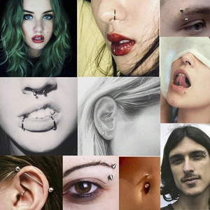 Set di 6 gioielli per piercing in acciaio inossidabile per labbra, naso, orecchie