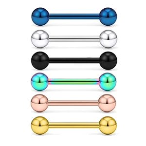 Ensemble de barbells industriels en acier 316L disponibles en six couleurs métalliques