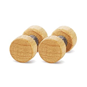 Orecchini a bilanciere in legno naturale minimalisti con perni in acciaio