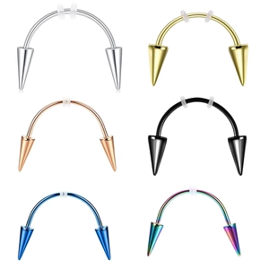 Surgical steel vampire spike septum rings set in six assorted metallic colors