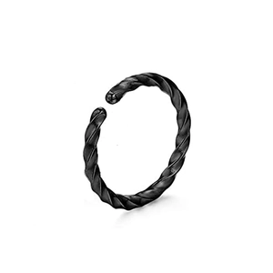 Black twisted spiral nose ring hoop made of stainless steel for body piercing jewelry