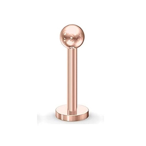 Polished rose gold stainless steel lip stud with round ball top and flat base back