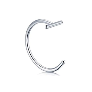 Anello per labbra a C in argento lucido senza piercing con barra a T e sfera