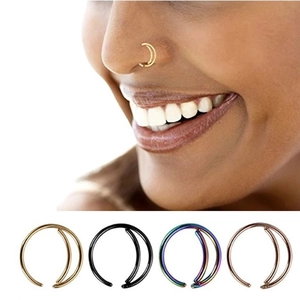 Stainless Steel Moon Shaped Double Hoop Nose Ring Ear Cartilage Piercing Stud Septum Ring Body Jewelry For Women Men