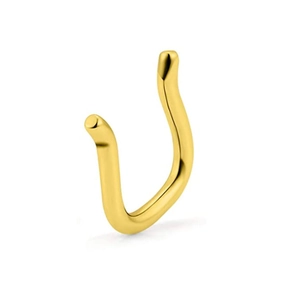 Polished gold U-shaped nose ring made of premium stainless steel on white background