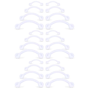 24-piece set of clear acrylic curved barbells for eyebrow, lip and ear piercings