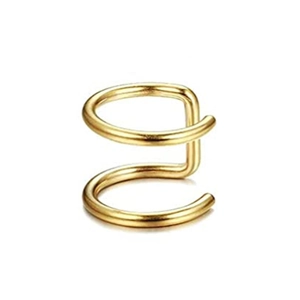 Polierte goldene zweilagige Edelstahl-Ohrklemme mit minimalistischem C-Form-Design