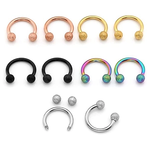 Hufeisen-Piercings aus mattiertem Edelstahl in verschiedenen Farben und Tönen