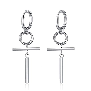 Geometric Circles Cross Bar Drop Earrings Alloy Metal For Women Men Korean Fashion Minimalist Punk Jewelry Earrings