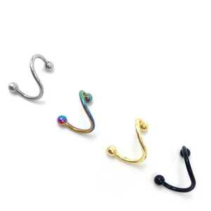 Set van vier S-vormige roestvrijstalen bodypiercings in diverse gekleurde afwerkingen