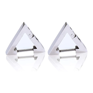 Men's Triangle Huggie Hoop Earrings Stainless Steel Geometric Black Silver Punk Minimalist Ear Jewelry For Women Men