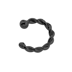 Black twisted rope C-shape nose ring with smooth ball bead end for piercing