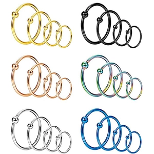 Versatile titanium steel ball captive rings in six colors and four graduated sizes