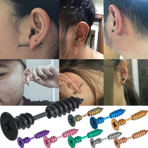 Orecchini a forma di vite in stile punk industriale in acciaio inox in 9 colori
