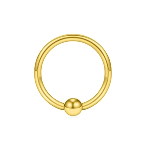 Polished golden stainless steel captive bead ring showing smooth metallic surface
