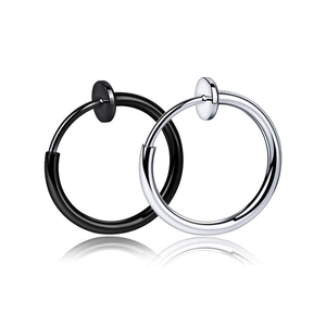 Stainless Steel Non Piercing Hoop Earrings For Men Women Fake Nose Ring Spring Clip On Ear Cuff Punk Minimalist Body Jewelry