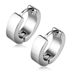 Polierte silberne Huggie-Ohrringe aus Edelstahl für Damen und Herren im Minimal-Stil