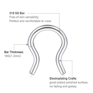 Polished 316L stainless steel 16G U-shaped nose ring and seamless hoop body jewelry
