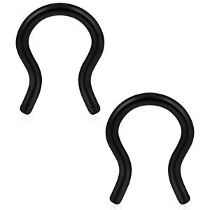 Matte black 316L stainless steel U-shaped nose ring and earring piercing jewelry pair