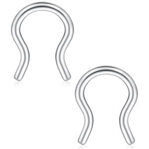 Minimalist silver 316L stainless steel U-shaped nose rings and septum retainers set
