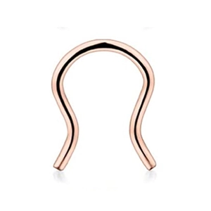 Nahaufnahme eines 16G Hufeisen-Barbells in Roségold mit glatt polierter Oberfläche