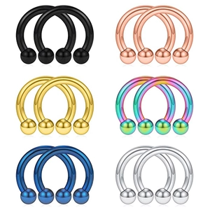 Stainless Steel Horseshoe Circular Barbell Piercing Ring For Septum Nose Ear Lip Multiple Colors Body Jewelry For Women Men