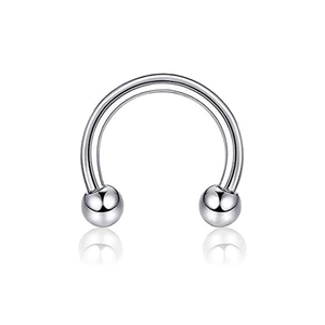 Polished stainless steel horseshoe circular barbell piercing with screw-on ball closures