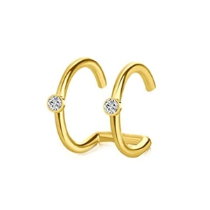 Ear cuff a doppio strato dorato con pietre di zircone e design geometrico minimalista