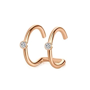 Ear cuff a doppio strato in oro rosa con zirconi e un design a clip a forma di C