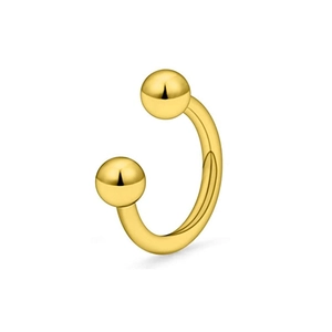 Polished 18K gold horseshoe circular barbell nose ring with symmetrical metal beads