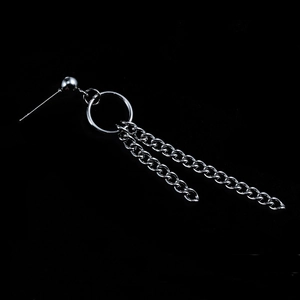 Boucle d'oreille punk en acier inoxydable avec pampilles argentées et pendentif