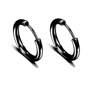 Lot de 12 paires de boucles d'oreilles haltères et créoles en acier inoxydable noir