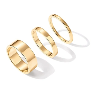 Edelstahl Ring Kollektion Für Damen 18K Vergoldet Minimalistisch Geometrisch Schlicht Stapelbarer Schmuck Dreifach-Ringe