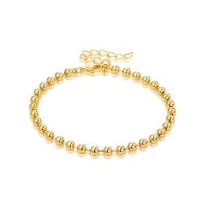Poliertes goldenes Perlenarmband mit Karabinerverschluss und Verlängerungskette