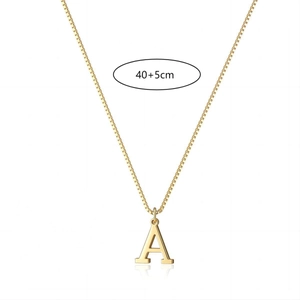 Minimalist gold plated 26 letters necklace featuring a polished letter A pendant
