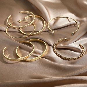 Gold Plated Copper Stainless Steel Bracelet Bangle For Women Zirconia Tennis Chain Open Cuff Geometric Knot Twisted Jewelry
