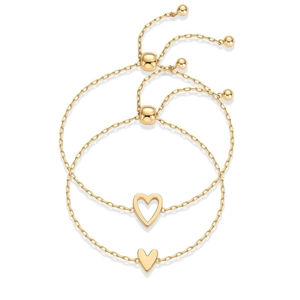 Braccialetti Minimalisti Cuore Cavo E Pieno Per Donna Chiusura Scorrevole Regolabile In Rame Placcato Oro Argento Gioielli