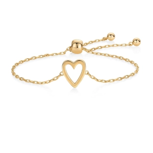 Elegante bracciale dorato regolabile con ciondolo a cuore traforato per donna moderno