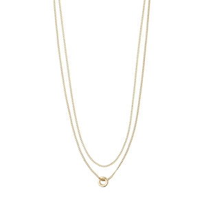 Collana a doppio strato in oro 18K con un ciondolo circolare in zircone testurizzato