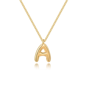 Minimalistische 3D-Puff-Goldbuchstabe A Halskette mit hochglanzpoliertem Finish
