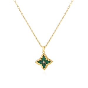 Vintage 18K Vergoldet Kupfer Vierblättriges Kleeblatt Anhänger Halskette Mit Zirkonia Perlmutt Elegant Damen Mode Schmuck Geschenk