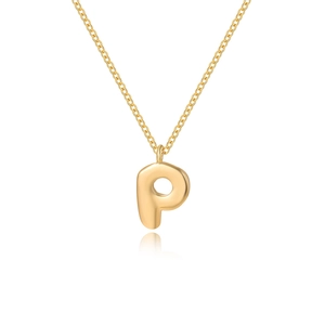 Poliertes Gold Ballon Buchstaben P Anhänger Halskette mit feiner Gliederkette